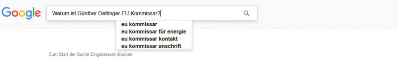 Google Suche: Warum ist Oettinger EU-Kommissar?