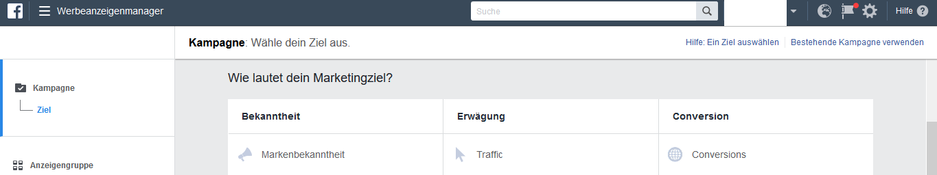 Facebook Werbemanager Screenshot