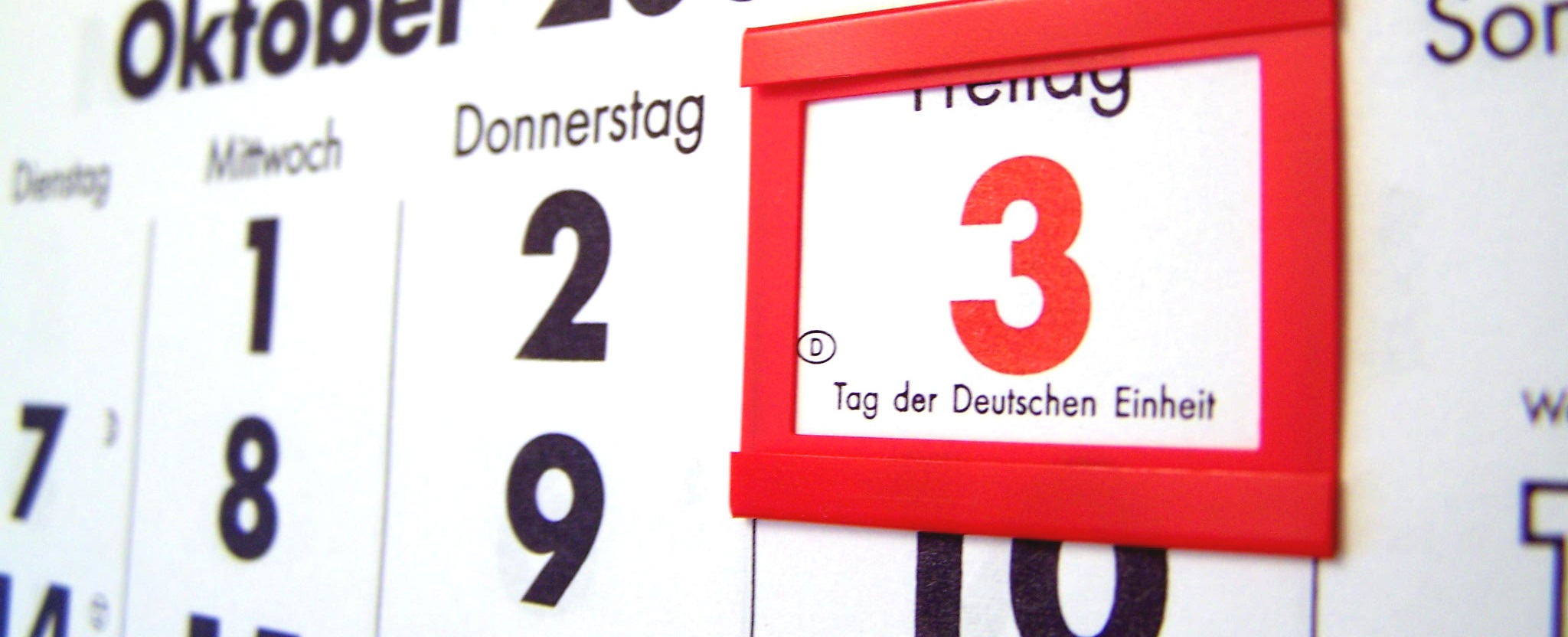 Kalender zeigt den 3. Oktober